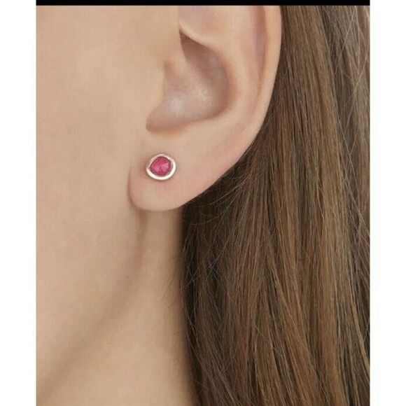 Monica Vinader Siren Stud Earrings, Pink Quartz/Rose Gold, NEW IN BOX - Picture 2 of 12